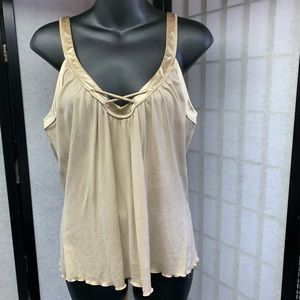 Beige Satin trim Tank Top